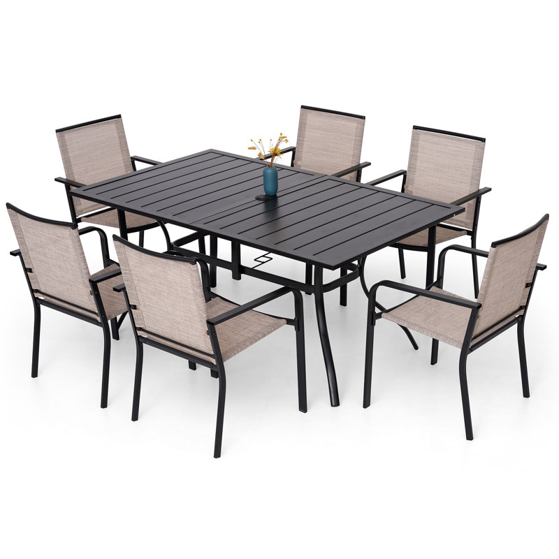 Ensemble repas extérieur pour 6 personnes, Beige