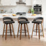 Carmavy Modern 3-Piece Swivel Barstool Set In Warm Walnut