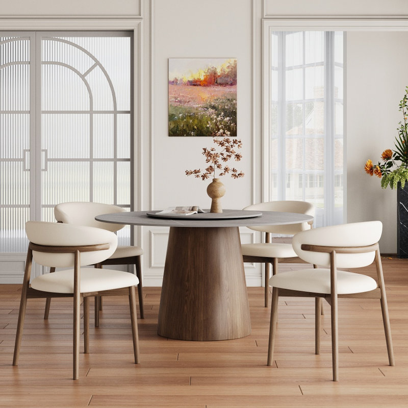 Ensemble de table de salle à manger 4/6/8 personnes, H 29,52 po x l 59,05 po x P 59,05 po, 9 Pieces: Table, 8 Chairs, Gray