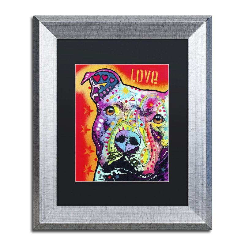 « consciencieux pitbull », reproduction d’impression sur toile, H 20 po x l 16 po x P 0,5 po, Noir, Cadre argenté