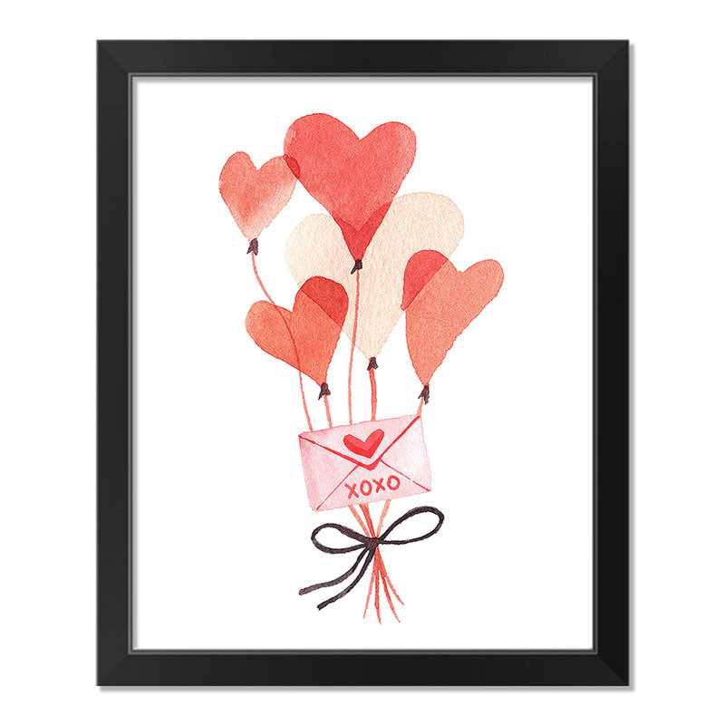 «Valentines Balloon Note», reproduction encadrée, H 20 po x l 16 po x P 1 po