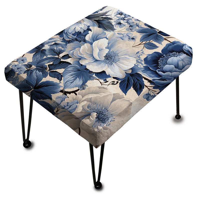 Repose-pieds floral bleu et blanc Radiance
