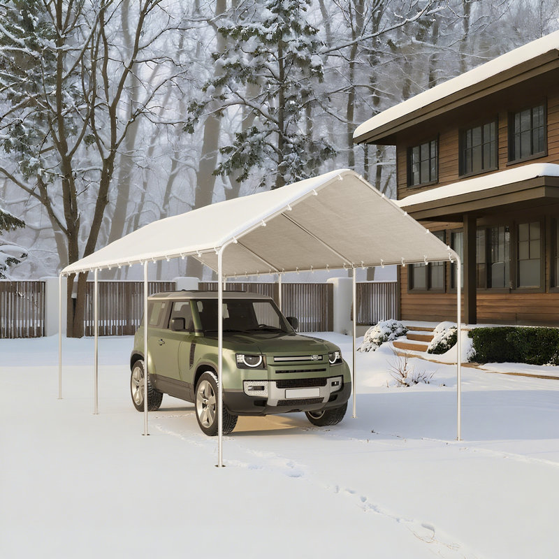 10 pi. L 20 pi. D Abri d'auto, garage imperméable et protégé contre les rayons UV, auvent extérieur, Blanc