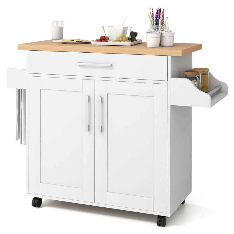 Clemmie Wood Kitchen Island, White