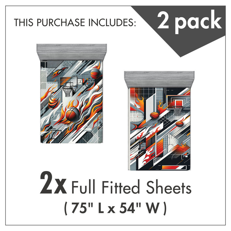 Microfiber Basketball Fitted Sheet, Full Fitted Sheet