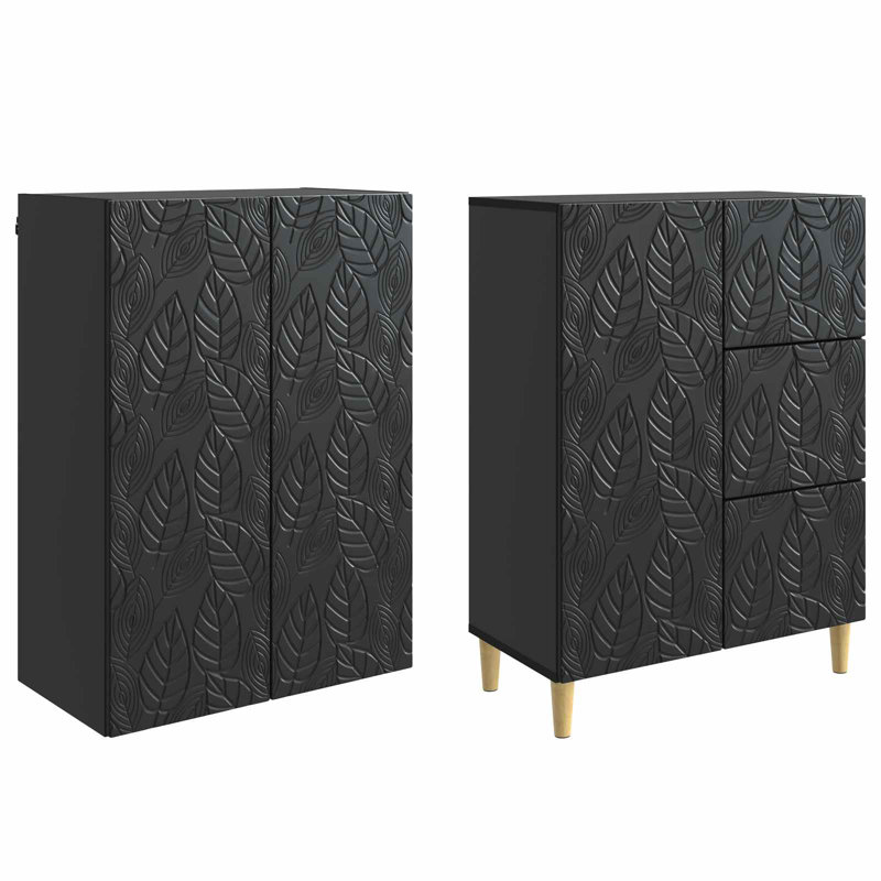 3 -Door 3 Storage Cabinet, Black