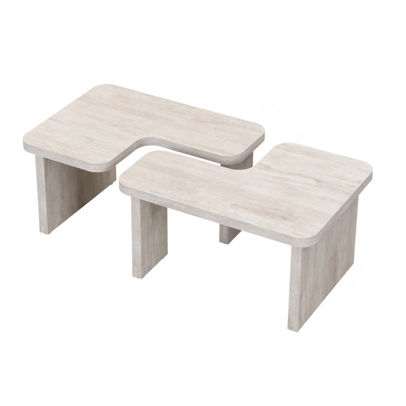 Spliced coffee table, White Washed