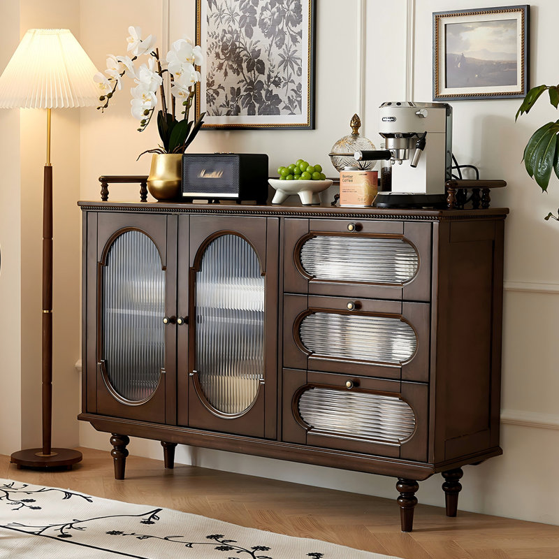 Buffet en bois massif brun 55,12 po