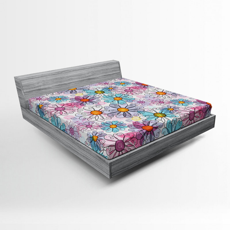 Microfiber Floral Fitted Sheet, Full Fitted Sheet