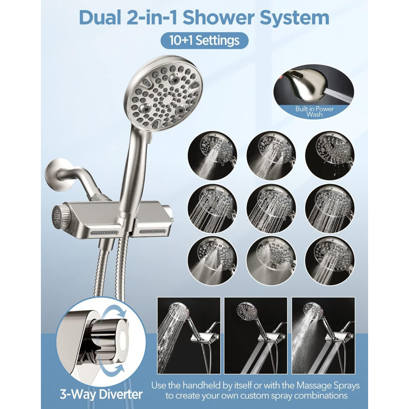 Rain Dual Shower Head 1.75 GPM GPM, Brushed Nickel