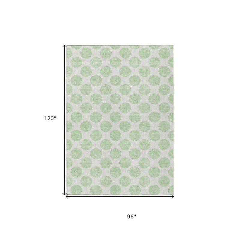 Tapis intérieur lavable à pois vert menthe 8 pi x 10 pi