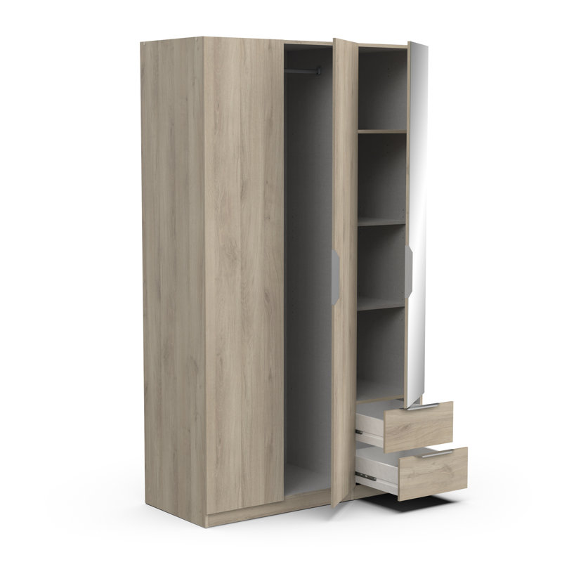 Nikkolaus 3 Door Manufactured Wood Wardrobe, Brown