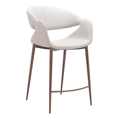 Limay Counter Stool Beige & Walnut