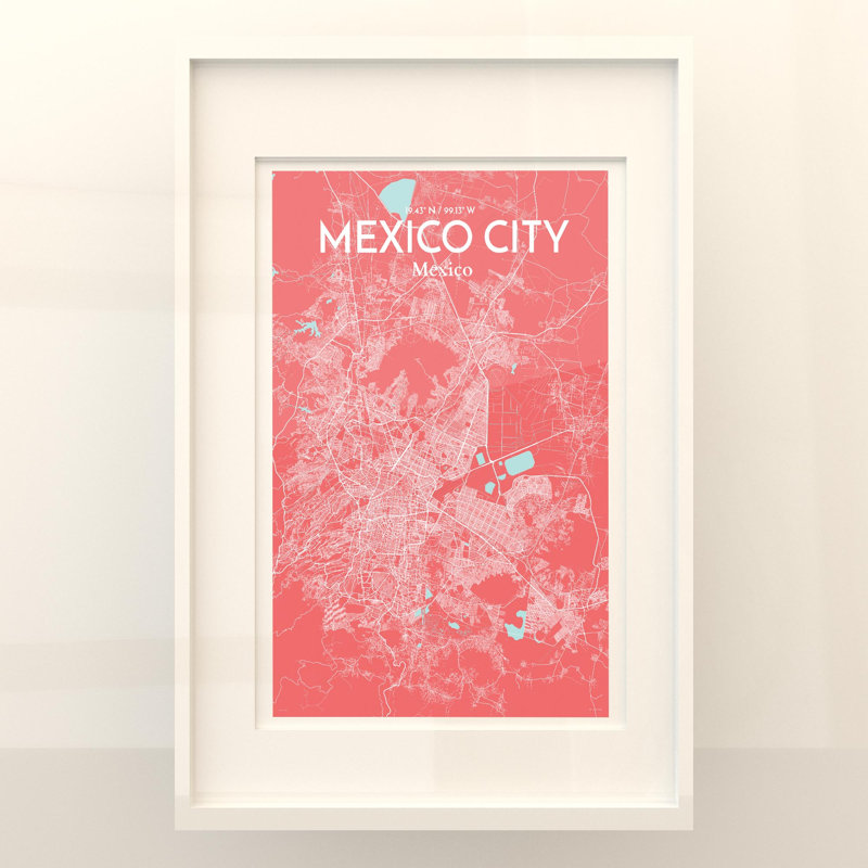 Mexico City Map In Maritime - No Frame Print, 36cm H x 24cm W x 0.05cm D