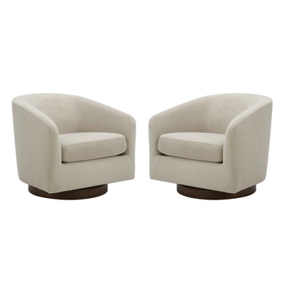 Bennett Upholstered Swivel Barrel Chair (Set of 2)