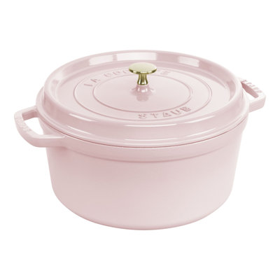 Staub Cast Iron Round Cocotte, Dutch Oven, 5.5-Quart, Serves 5-6, Made In France, Peony Pink