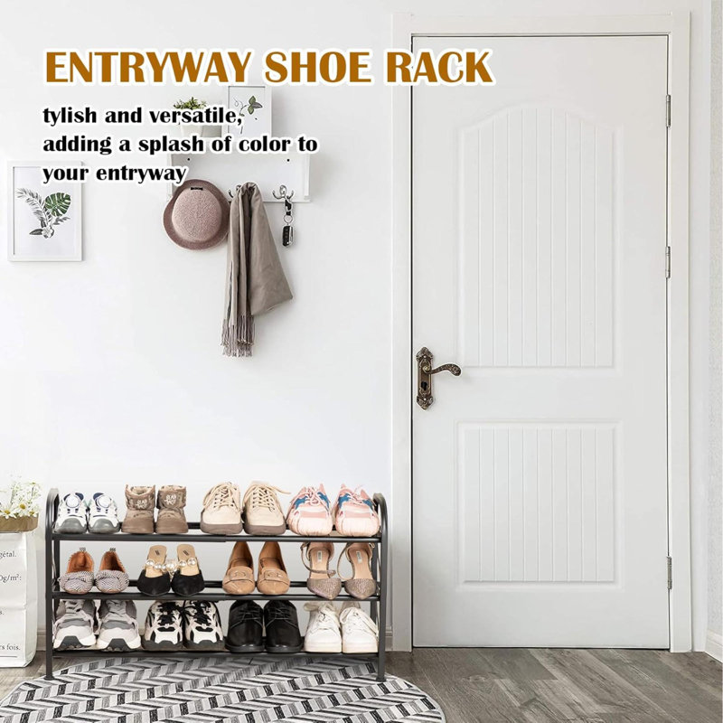 Range-chaussures extensible à 3 niveaux pour placard, range-chaussures réglable, range-chaussures autoportant en métal pour porte d'entrée de placard