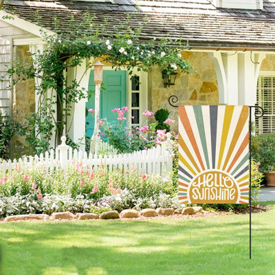 Drapeau d'été double face en toile de jute pour patio, pelouse, porche et décoration de fêtes