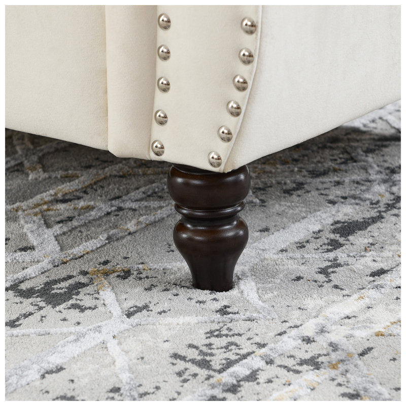 Canapé capitonné en velours 2 tiroirs l 58,8 po x P 29 po x H Chesterfield