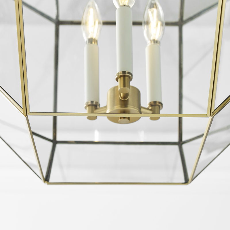 Morrison 3 - Light Pendant, Satin Brass, Clear, 27.25" H x 18.5" W x 18.5" D