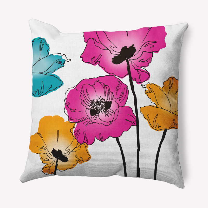 Floral Outdoor Reversible Throw Pillow, 20" x 20", Pink