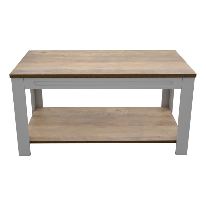 Arlais Four Leg Coffee Table with Storage, Satin Grey