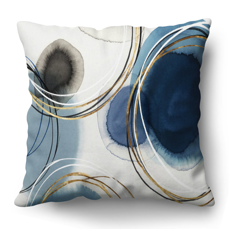 Americanflat Throw Pillow - Sewn-In Insert - Polyester - Abstract Design, 20''H x 20''W, White/Blue