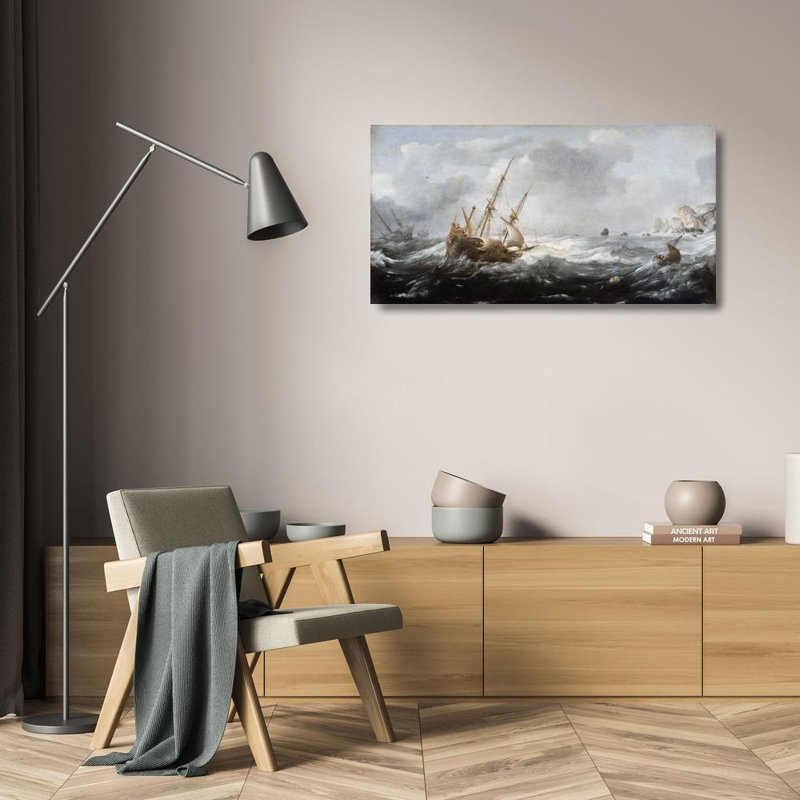 «Ships in a Storm on a Rocky Coast» par Jan Porcellis - Art mural sur toile tendue avec châssis, H 24 po x l 17 po