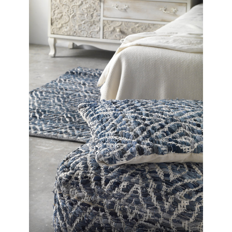 45cm Wide Square Chevron Pouffe Ottoman