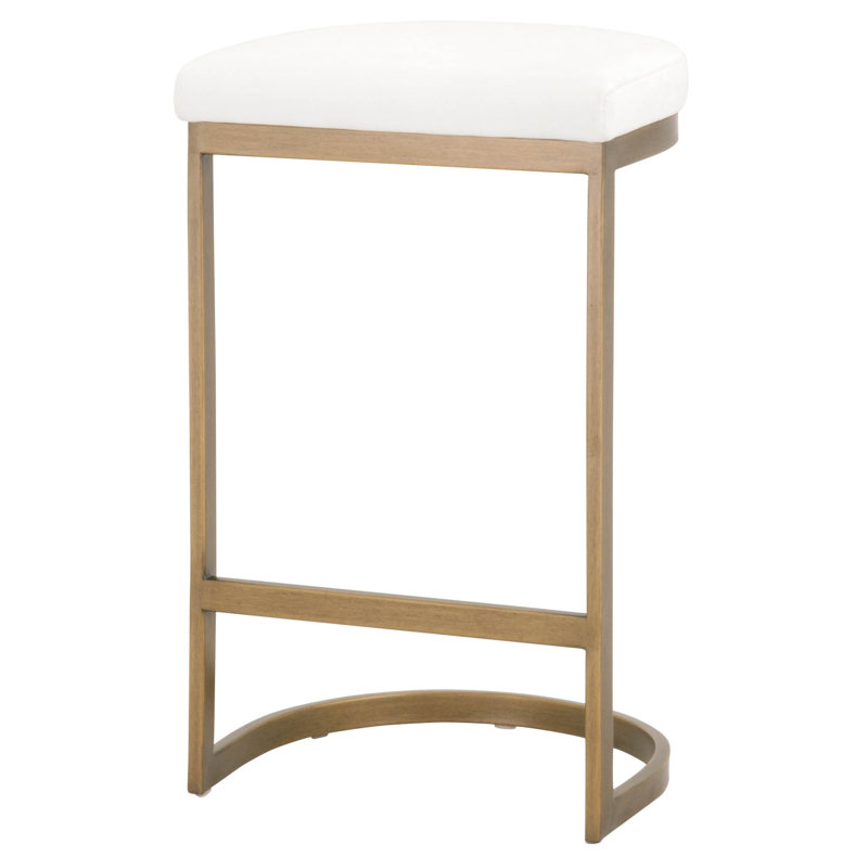 Kocher Upholstered Counter Stool with Metal Frame, Brushed Gold