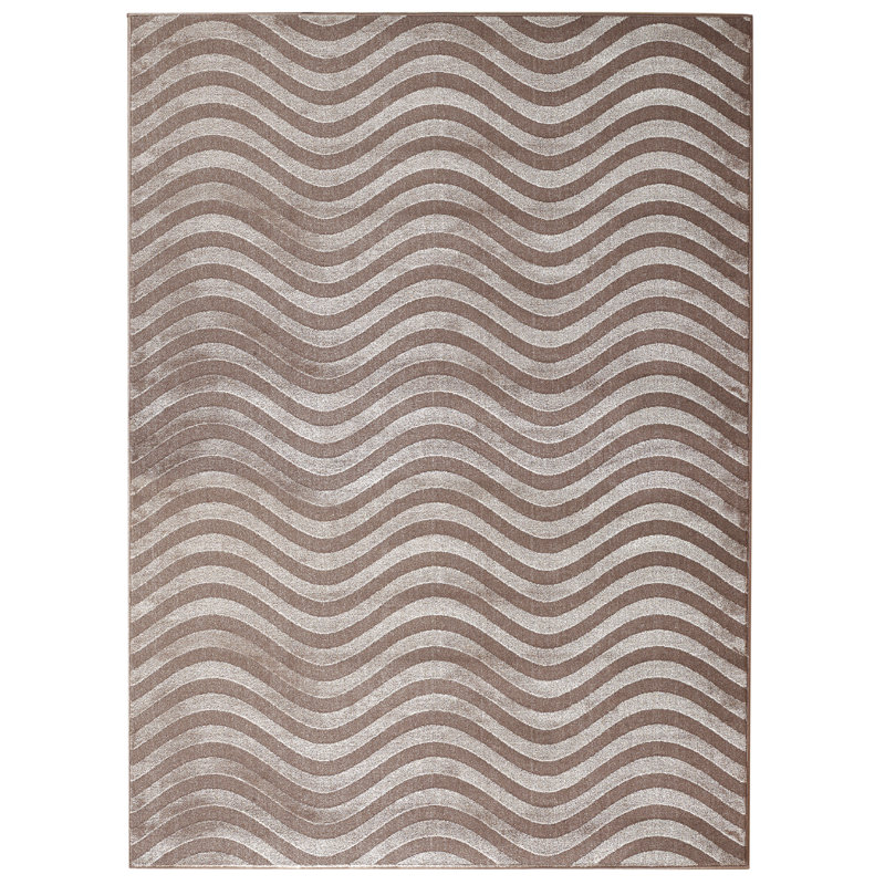 Tapis décoratif d’intérieur/extérieur à rayures beige Castillo, Rectangle de 8 pi x 10 pi