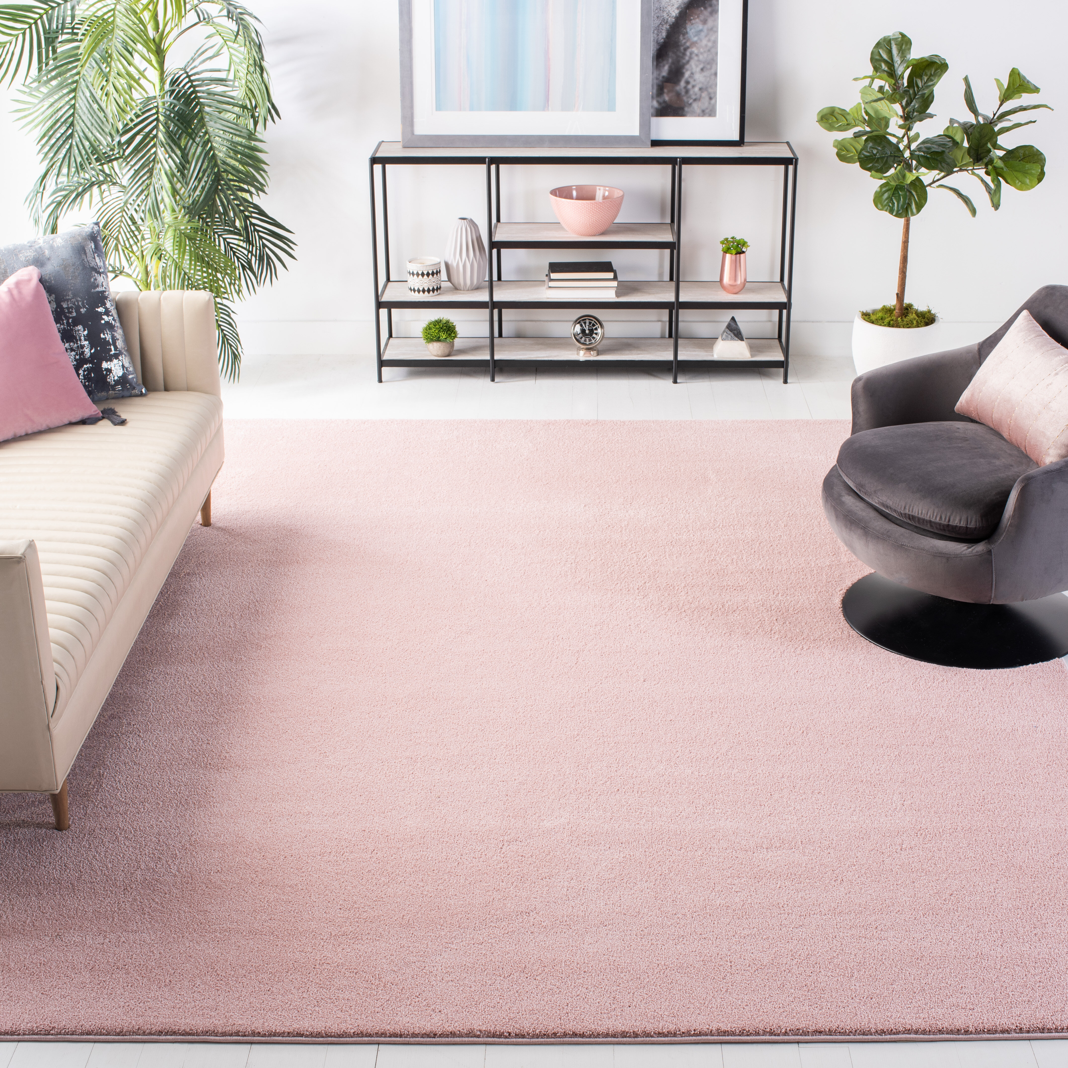 Ebern Designs Isidore Blush Area Rug, Pink