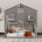 Twin-On-Twin House-Style Bunk Bed Fully Equipped With Roof, Window, Door, Safety Guardrails, And Ladder-352034354