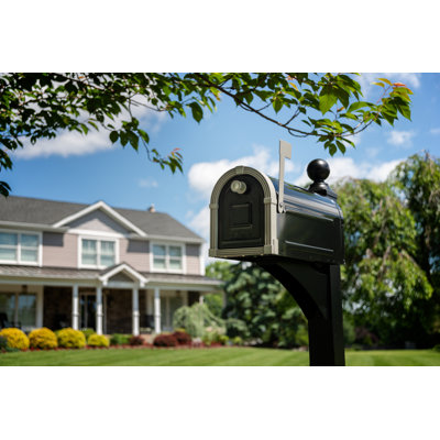 Brunswick Steel Post Mounted Mailbox with Magnetic Closure