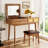 43.3" Classic Wood Makeup Vanity Set With Flip-Top Mirror And Stool