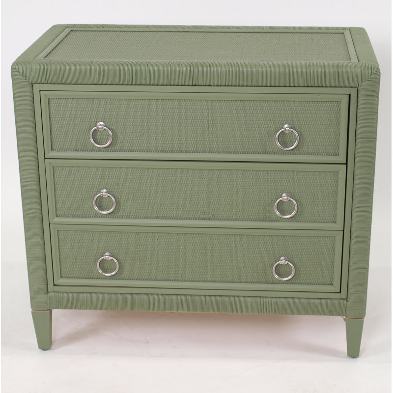 Warwick 3-Drawer Wicker Chest, Satin Nickel, Willow