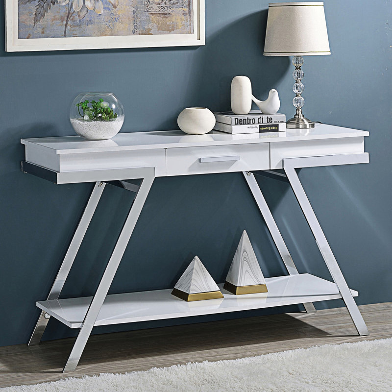 Table de canapé de style contemporain, console haute brillance, table de couloir