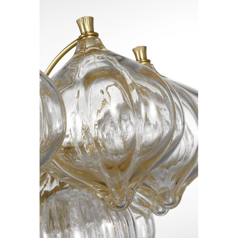 Julie Neill Caselli 36" Basket Chandelier with Clear Glass, Gold, Hand-Rubbed Antique Brass