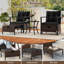 Ensemble de 5 chaises d'extérieur en rotin avec table basse et plateau en verre-2002893985