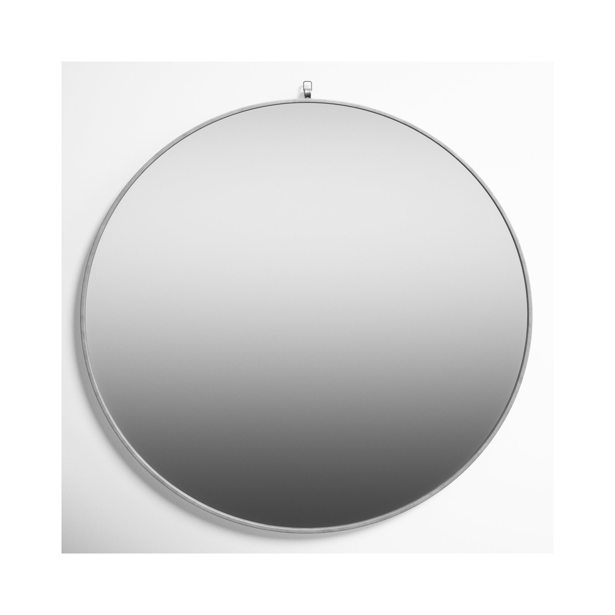 Cassie Metal/Manufactured Wood Round Wall Mirror, Silver, 39" x 39"