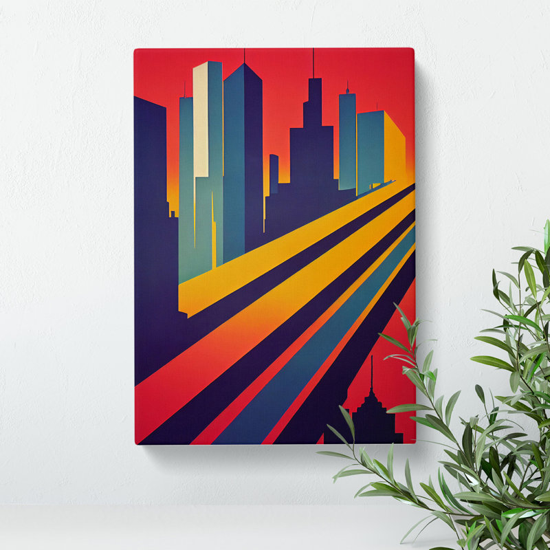 Resplendent City Skyline Abstract - Wall Art, Wrapped Canvas, 50cm H x 35cm W, No Matte