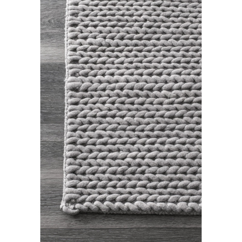 Handmade Braided Wool Light Gray Rug, Runner 4 2'6" x 8' (DO NOT ACTIVATE)