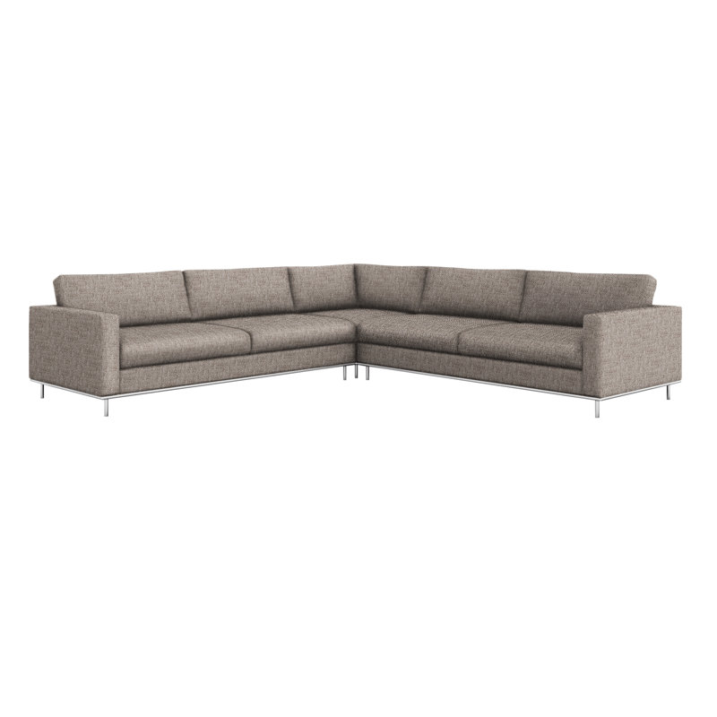 Valencia Upholstered L-Shaped Sectional Symmetrical, Bungalow Chenille, Polished Nickel