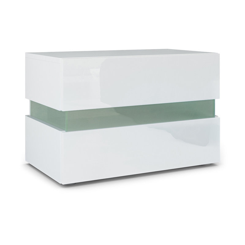 Mcclary 2 Drawer Bedside Table, Matt white, No