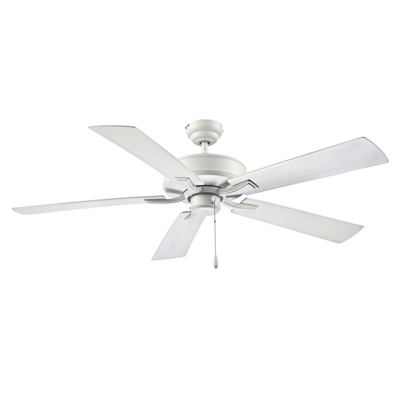 Ventilateur de plafond d'intérieur à 5 pales de 52 po Velbreeze - Blanc mat, White