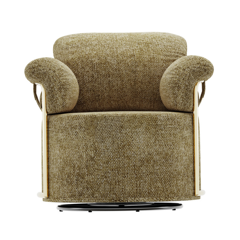 Upholstered Swivel Barrel Chair, Brown