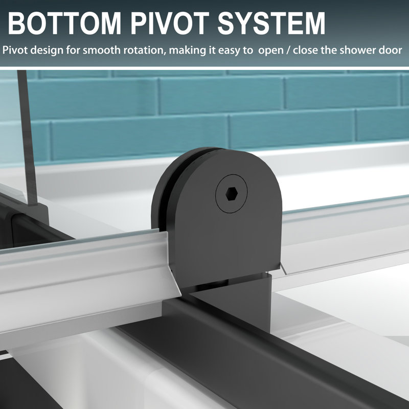 Matte Black Semi-Frameless Pivot Shower Door with Clear Glass
