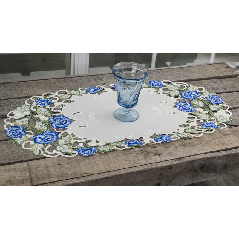 Donneshia Blue Rose Table Runner (12.5"x26")