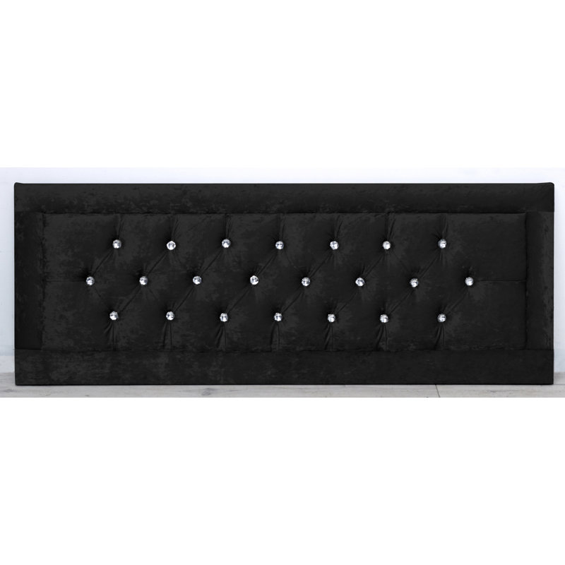 Tabor Upholstered Velvet Headboard, Double (4'6), Black