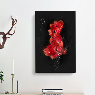 Red Siamese Fighting Fish - Wrapped Canvas